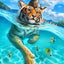 Cat and Tiger Diamond Painting - Blue / 20x30cm-Round Drill