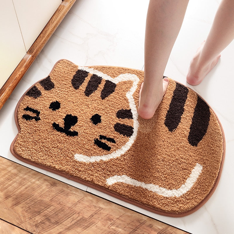Cat Bathroom Rug - Brown / 45x65cm