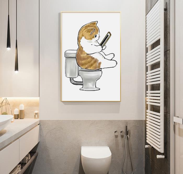 Cat Bathroom Wall Art