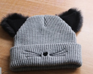 Cat Beanie - Gray / One Size - Cat beanie