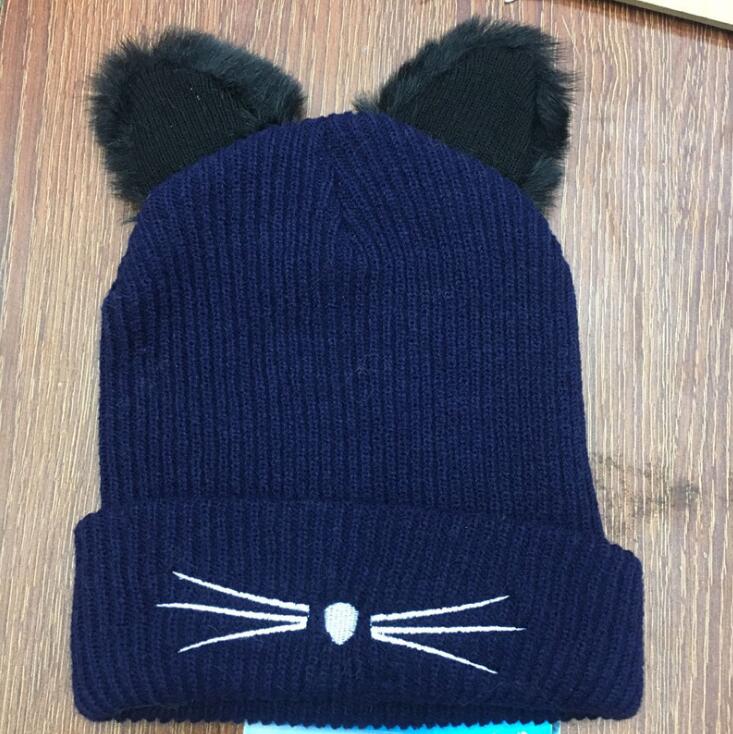 Cat Beanie Hat - Blue - Cat beanie
