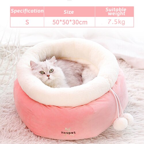 Cat Bed Pink - Pink-White / S