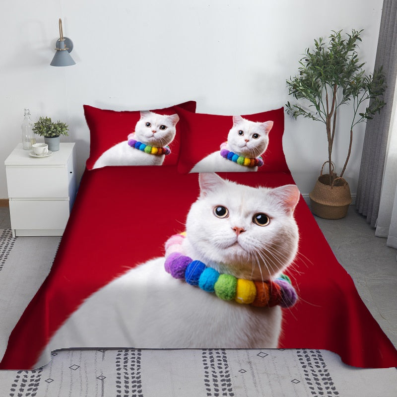 Cat Bedding Set - Red / 110X230cm(2Pcs)