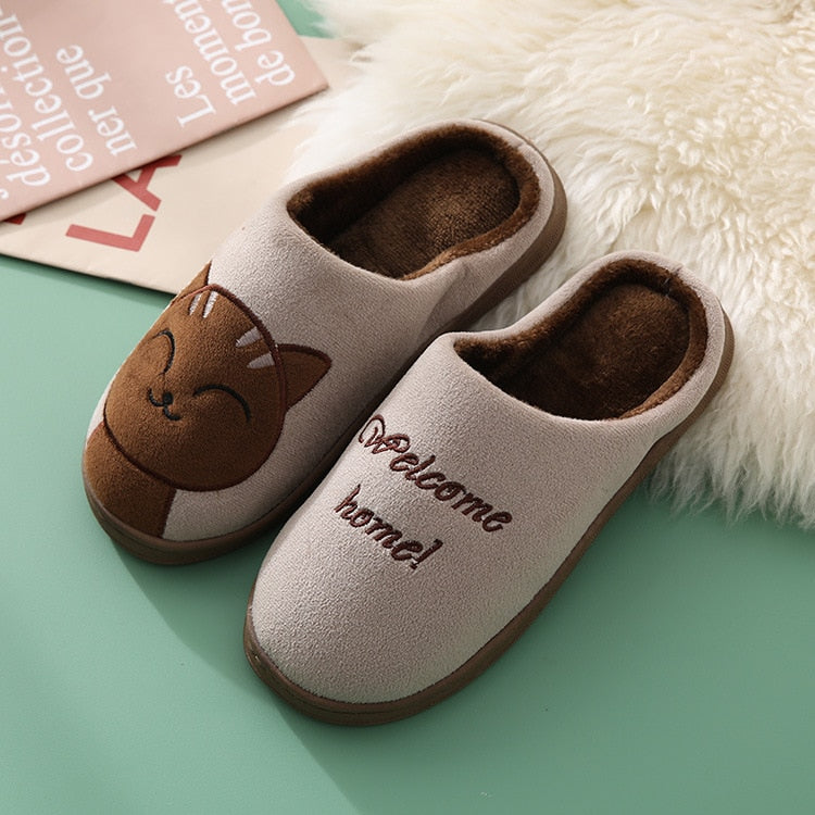 Cat Bedroom Slippers - Auburn / 6 - Cat slippers