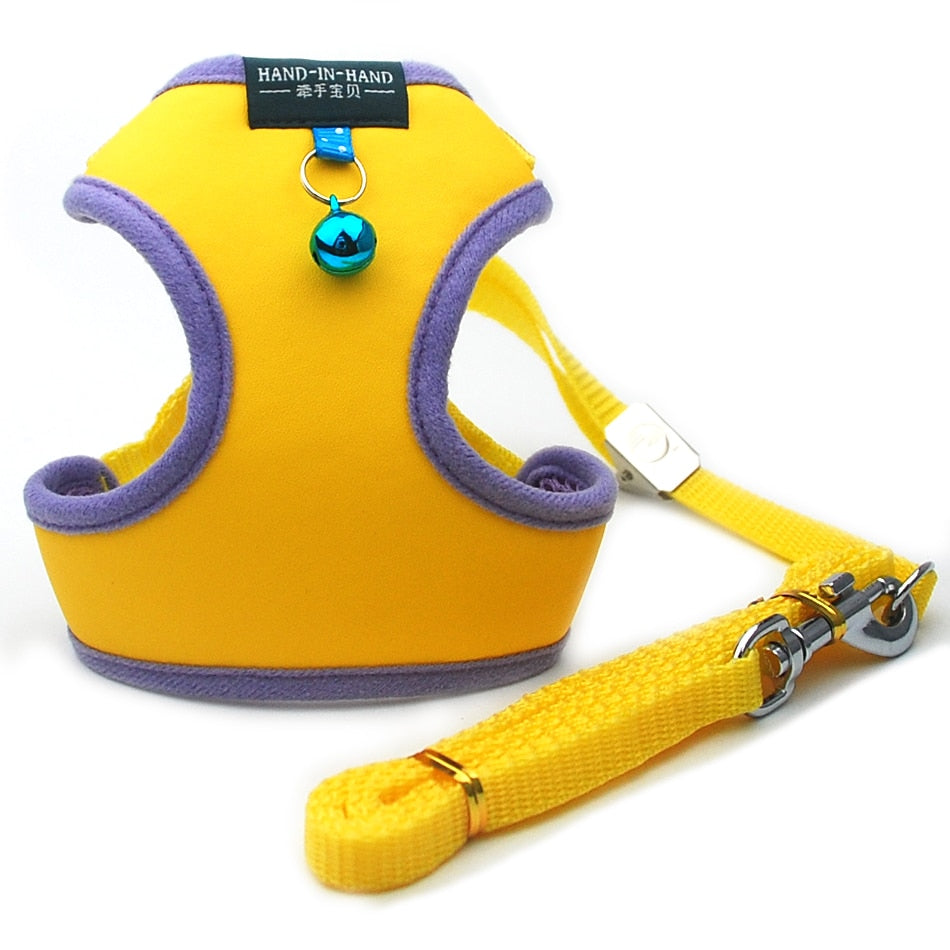 Cat Bell Walk Harness - Yellow Sets / S - cat harness leash