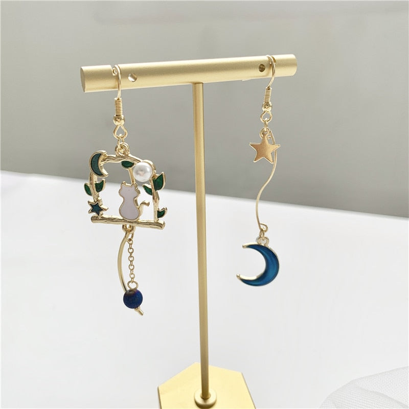 Cat Bird Earrings - Cat earrings