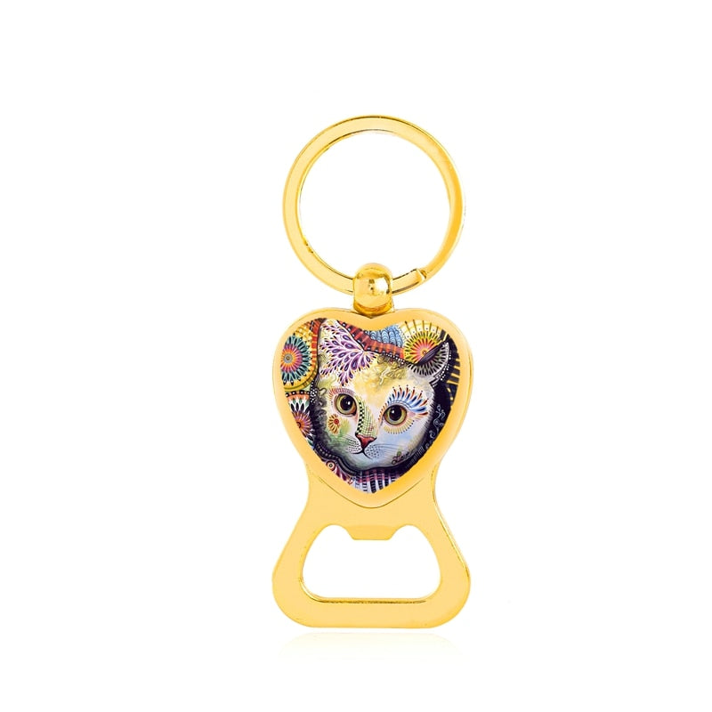 Cat Bottle Opener Keychain - Black - Cat Keychains