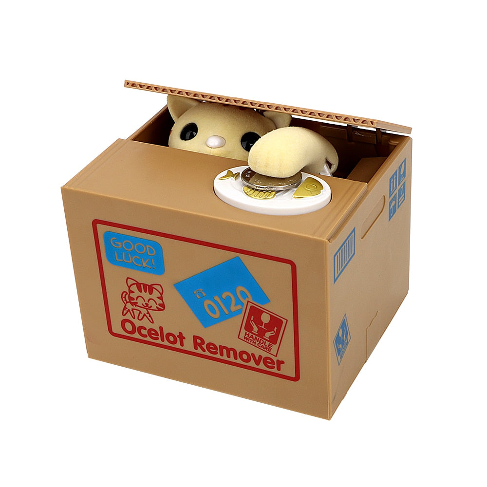 Cat Box Piggy Bank - Yellow
