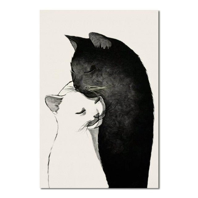 Cat Canvas Wall Art - 13x18cm No Frame / Kiss