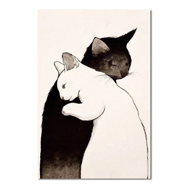Cat Canvas Wall Art - 13x18cm No Frame / Hug