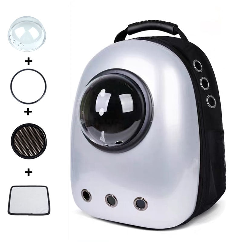Cat Carrier Backpack for Large Cat - Silver White - Cat