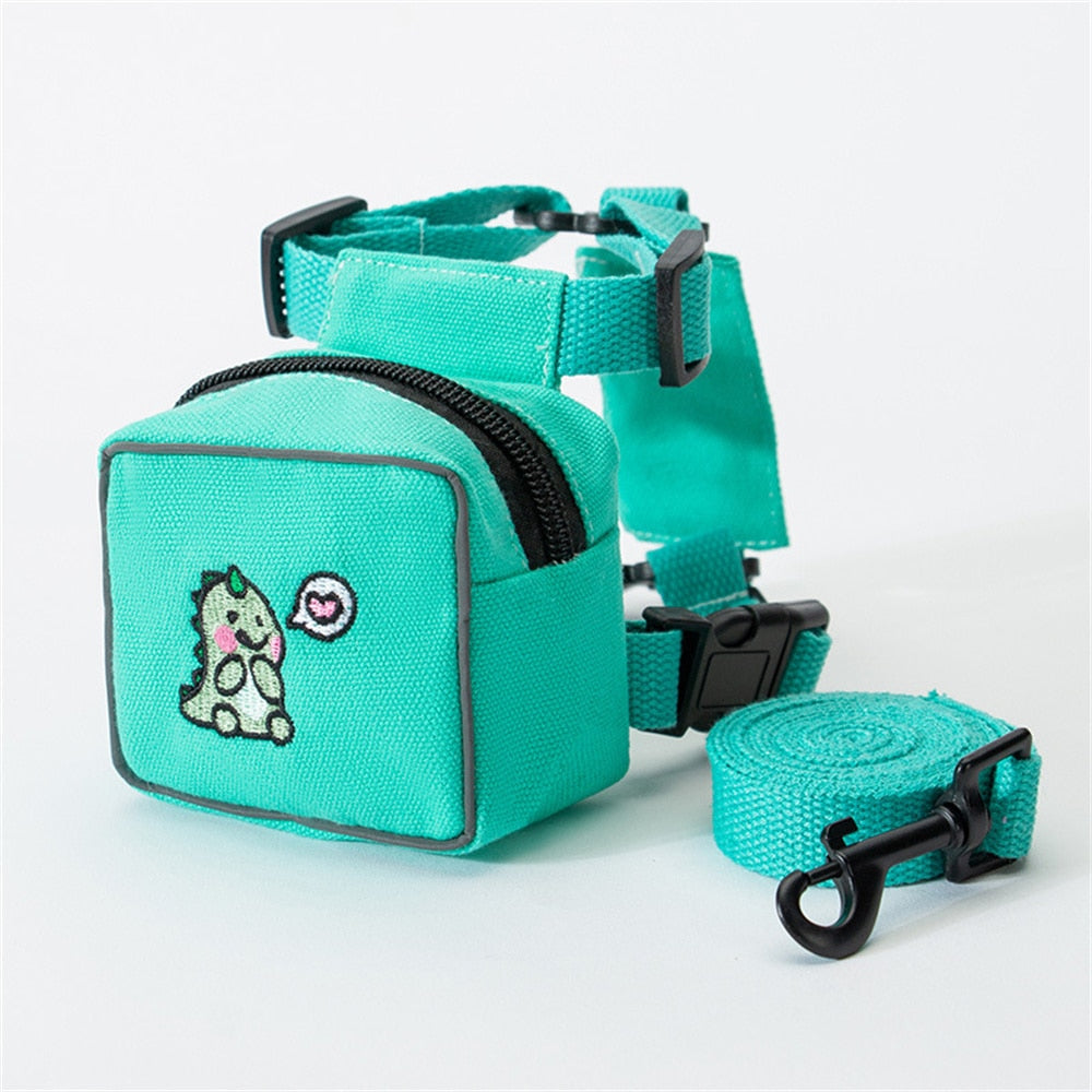 Cat Carrier Harness - Green Dinosaur / S - cat harness leash