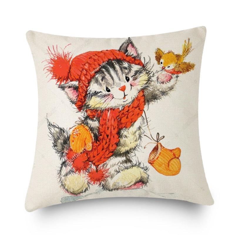 Cat Christmas Pillow