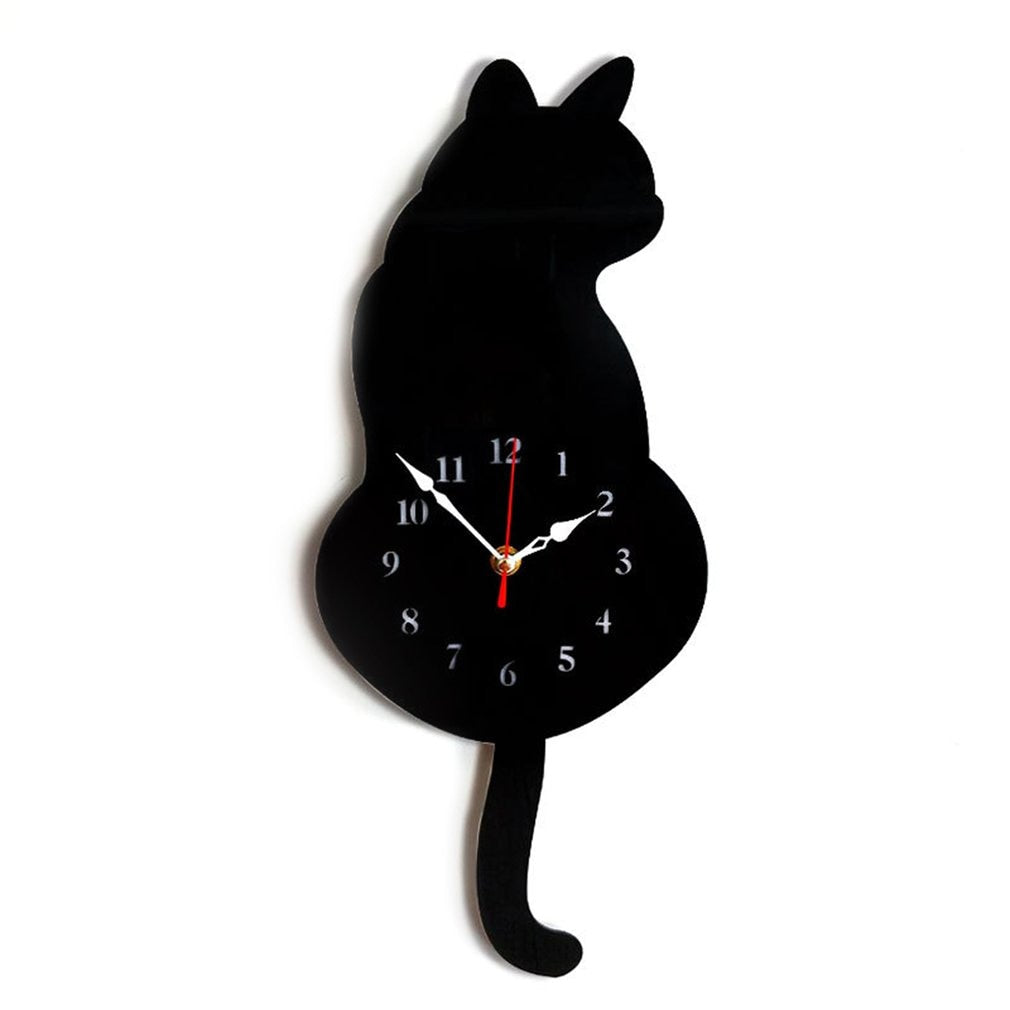 Cat Clock with Moving Tail - Black / United States