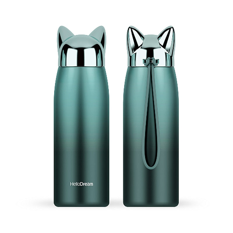 Cat Coffee Thermos - 301-400ml / Green