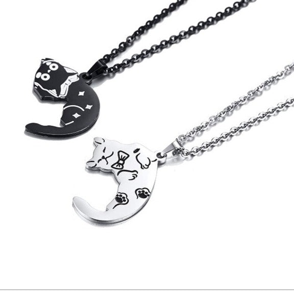 Cute Cat Couple Necklaces Stainless Steel Cat Bring Good Luck Heart Necklace  - China Earring and Drop Earrings price | Made-in-China.com