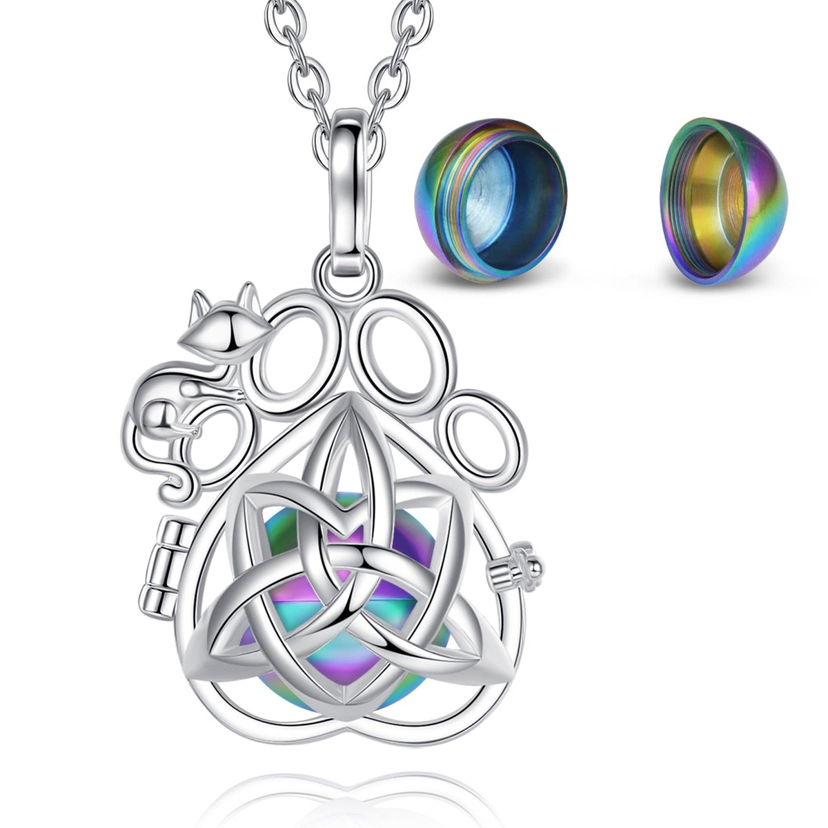 Cat Cremation Necklace - Blue - Cat necklace
