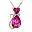 Cat Crystal Necklace - Gold Rose - Cat necklace