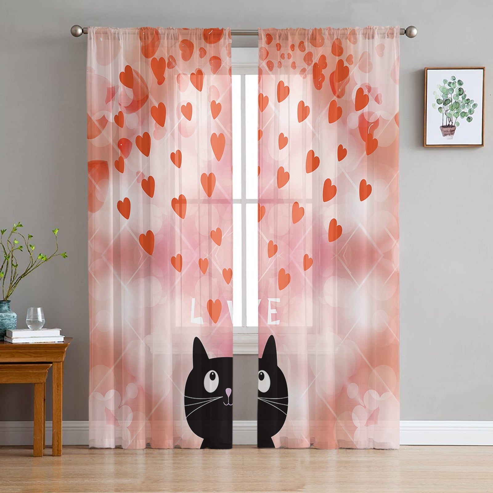 Cat Curtain - Pink / 135W x 114H(cm) - cat curtains