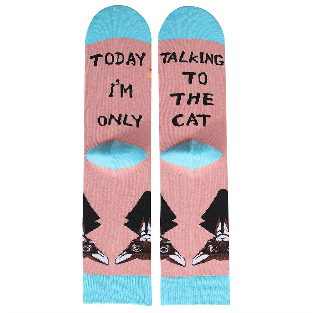 Cat Dad Socks - Pink / One Size - Cat Socks
