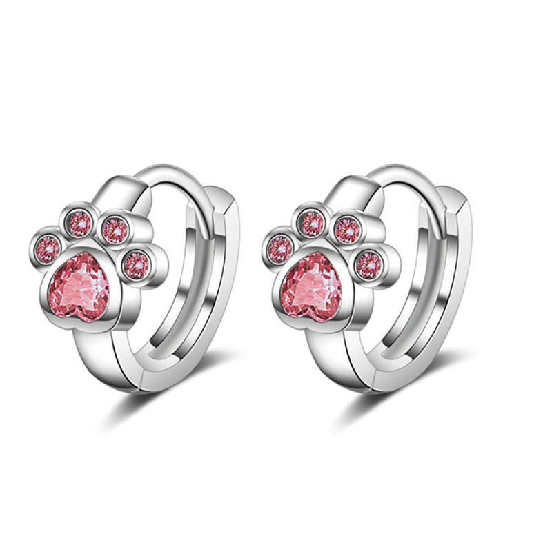 Cat Diamond Earrings - Pink - Cat earrings