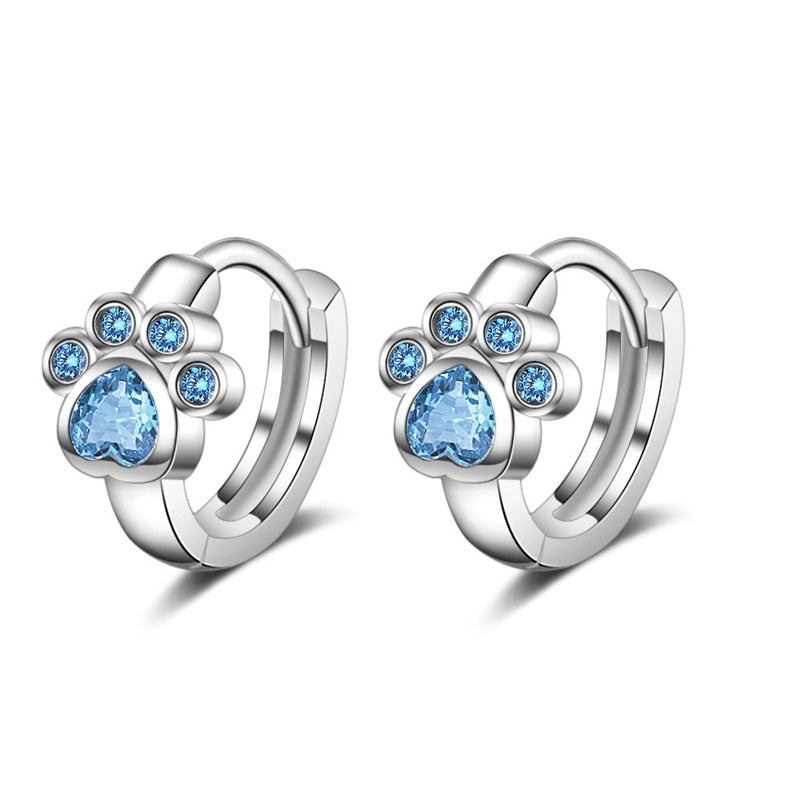 Cat Diamond Earrings - Blue - Cat earrings