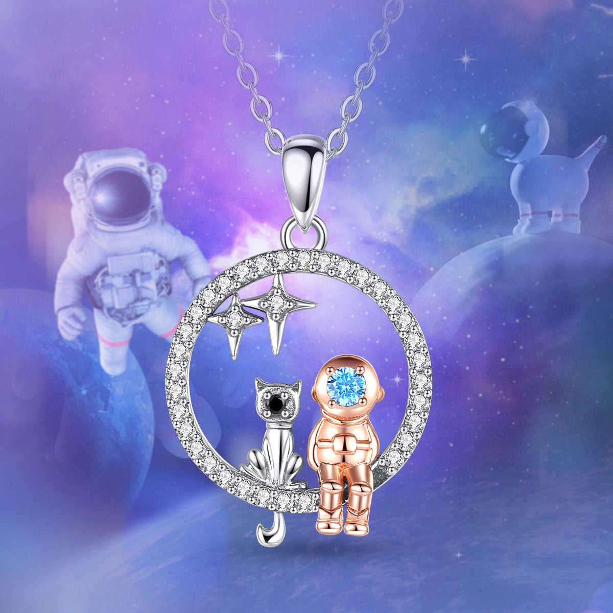 Cat Diamond Necklace - Cat necklace