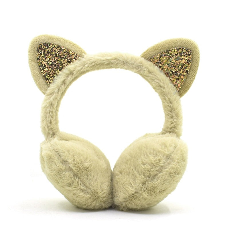 Cat Ear Earmuffs - Khaki - Cat Ear Earmuffs