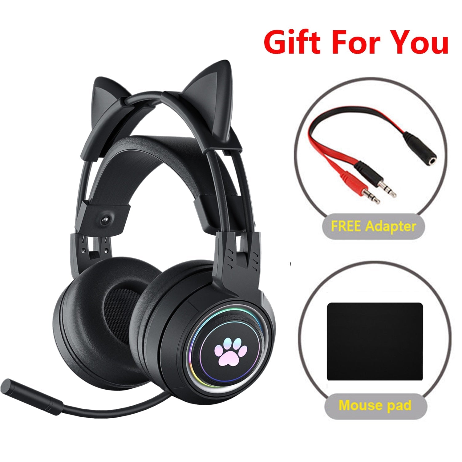 Black cat ear online headset