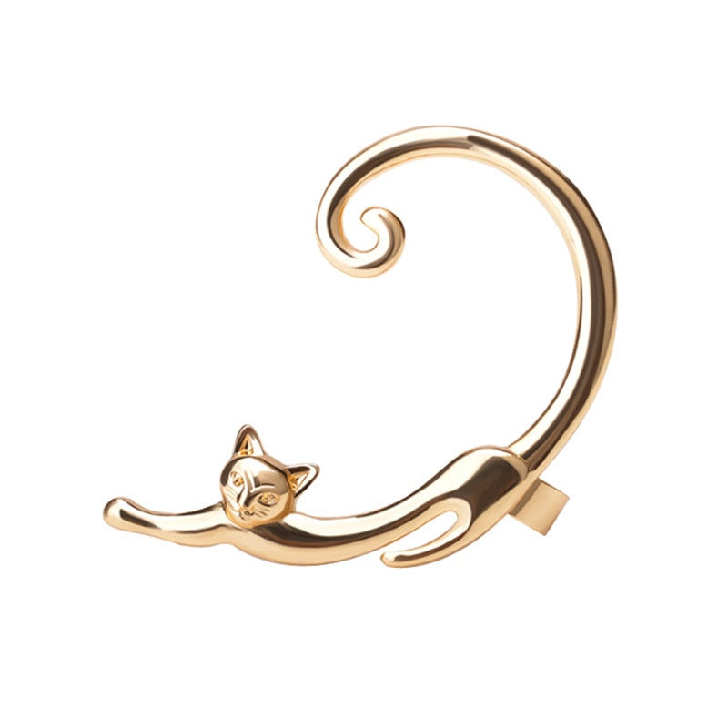 Cat Earring Cuff - Gold - Cat earrings