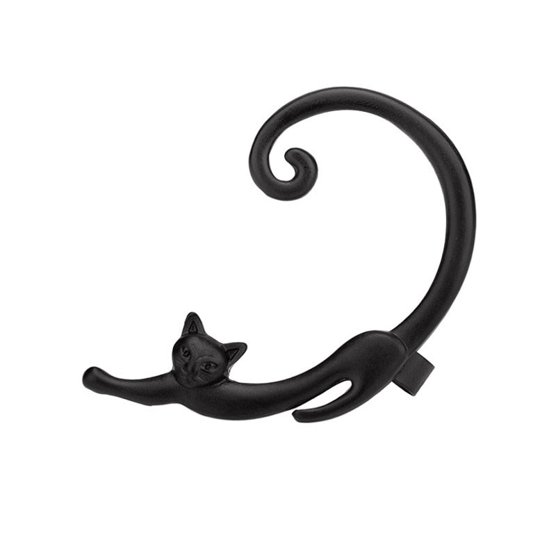 Cat Earring Cuff - Black - Cat earrings