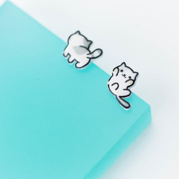 Cat Earrings Silver - Cat earrings