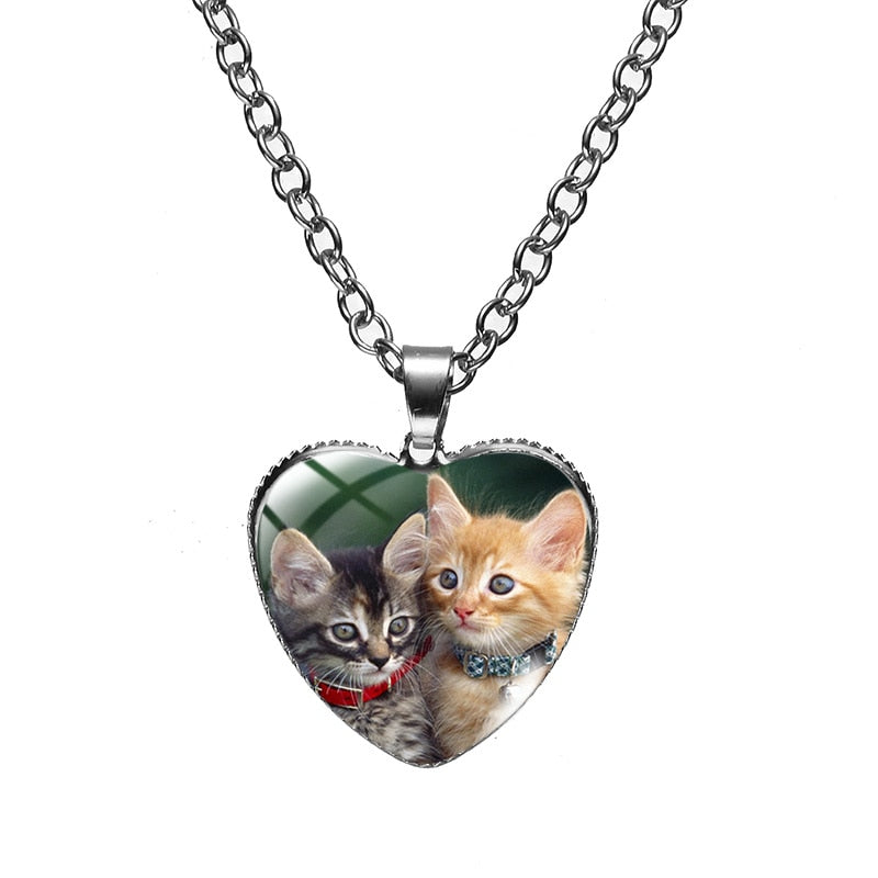 Cat Face Necklace - Green - Cat necklace