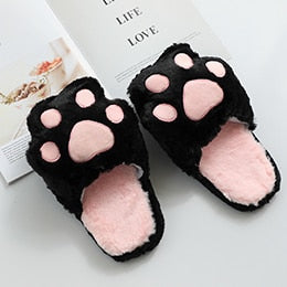 Cat Feet Slippers - Black - Cat slippers
