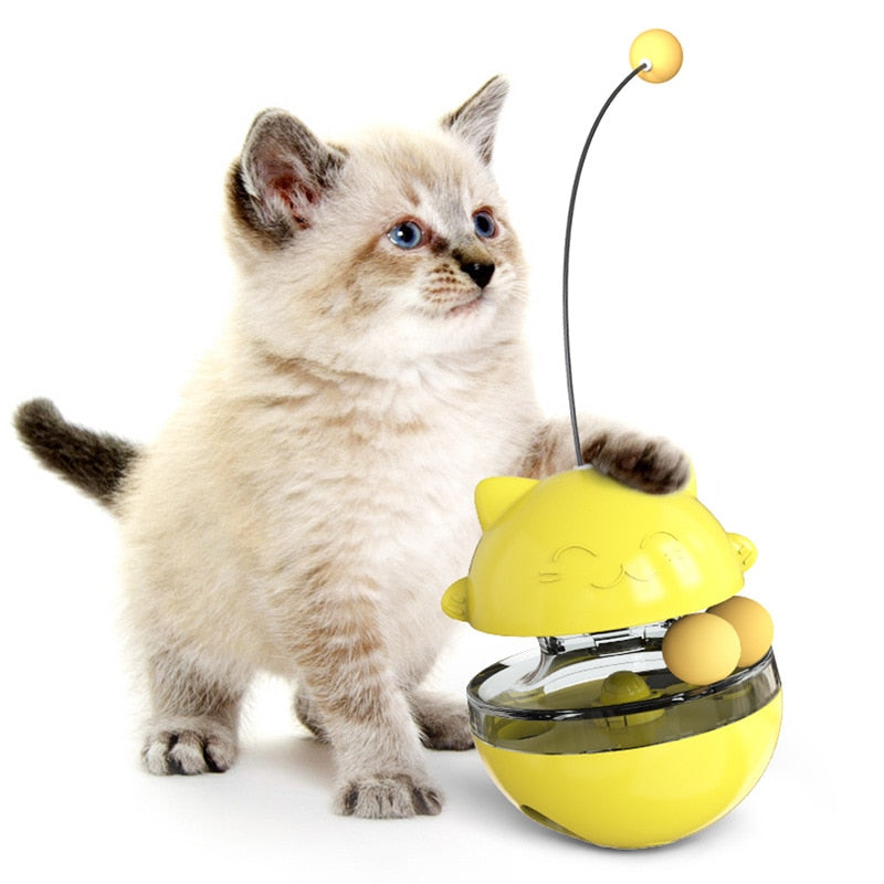Cat Food Dispenser Toy - Yellow - Cat Food Dispenser
