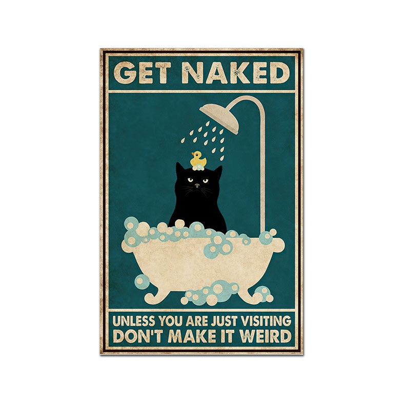 Cat Funny Posters - 10x15cm No Frame / Get Naked - Cat