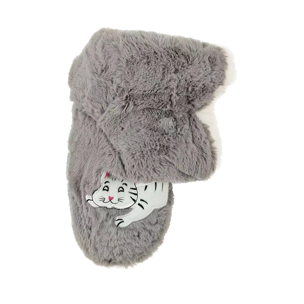 Cat Fur Slippers - Gray / EUR 35-38 - Cat slippers