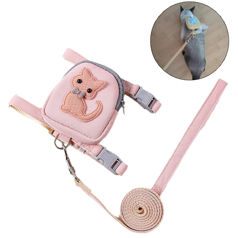 Cat Harness Leash with Backpack - cat harness leash