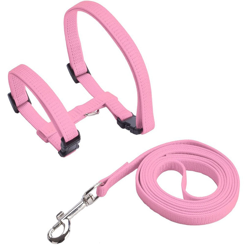 Cat Harness with Neck Buckle - Pink - cat harness leash