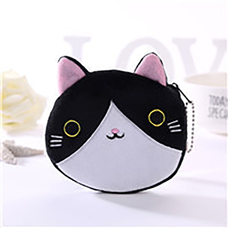 Cat Head Purse - Black-White - Cat purse