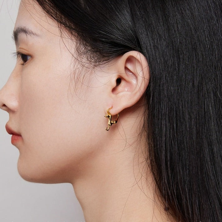Cat Hoop Earrings - Cat earrings