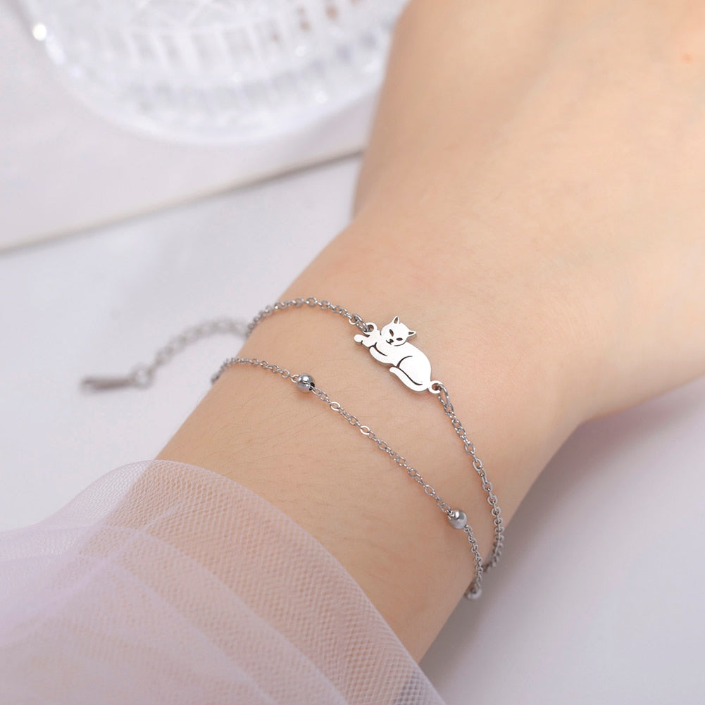 Cat Jewelry Bracelet - Silver - Cat bracelet