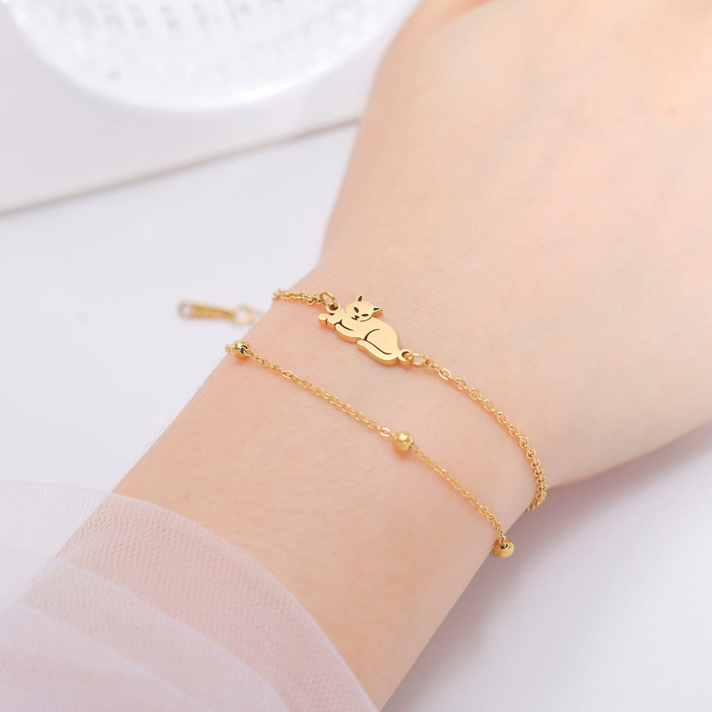 Cat Jewelry Bracelet - Gold - Cat bracelet