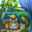 Cat Kiss Fish Diamond Painting - Green / Full Square 20X25cm