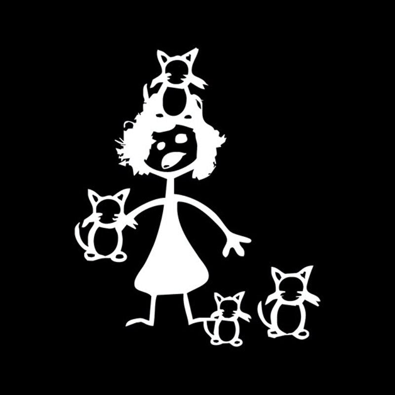 Cat Lady Car Stickers - Silver
