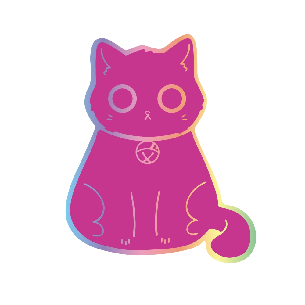 Cat Laptop Stickers - Pink / China / 10cm x 8cm