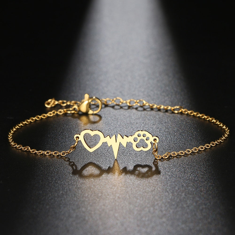 Personalized Pet Bracelet with Paw Print and Name of Dog or Cat - Danique  Jewelry