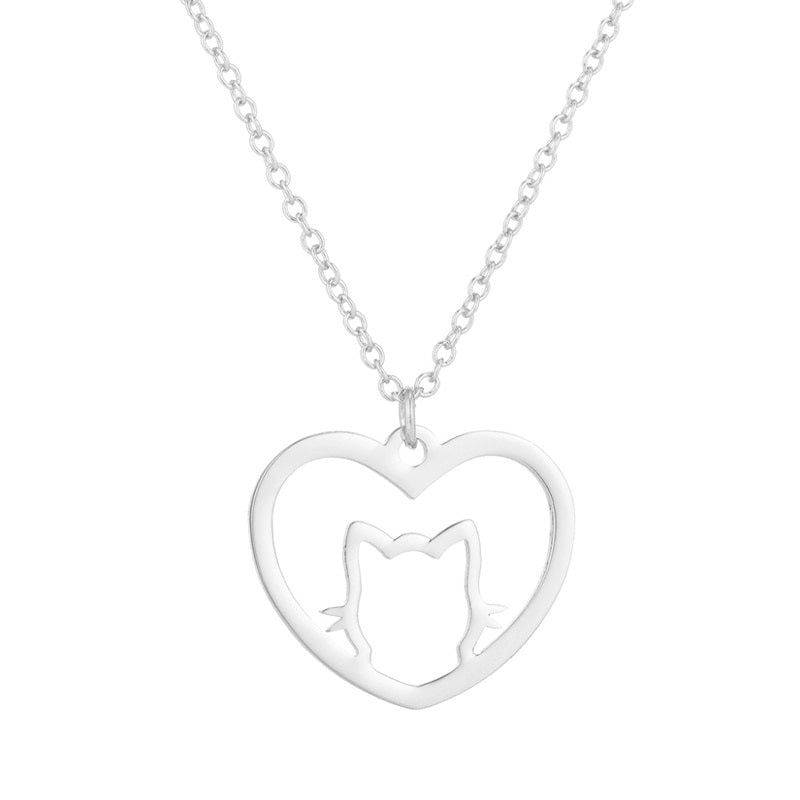 Cat Lover Necklace - Silver - Cat necklace