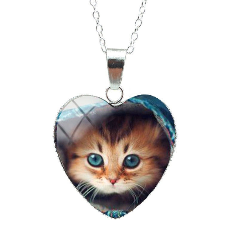Cat Memorial Necklace - Blue - Cat necklace