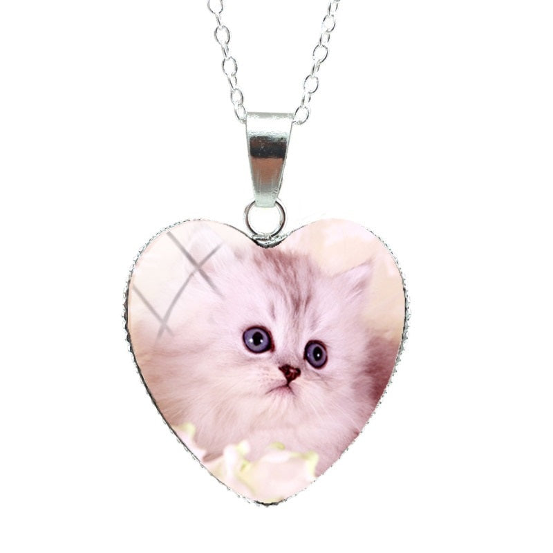 Cat Memorial Necklace - Pink - Cat necklace
